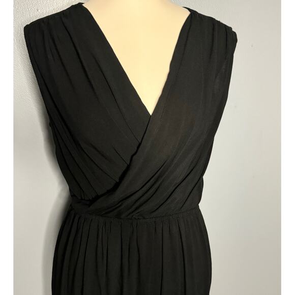 Mossimo Small Dress Black Wrap Short Cinched Waist Sleeveless V Neck Stretch - Picture 2 of 5